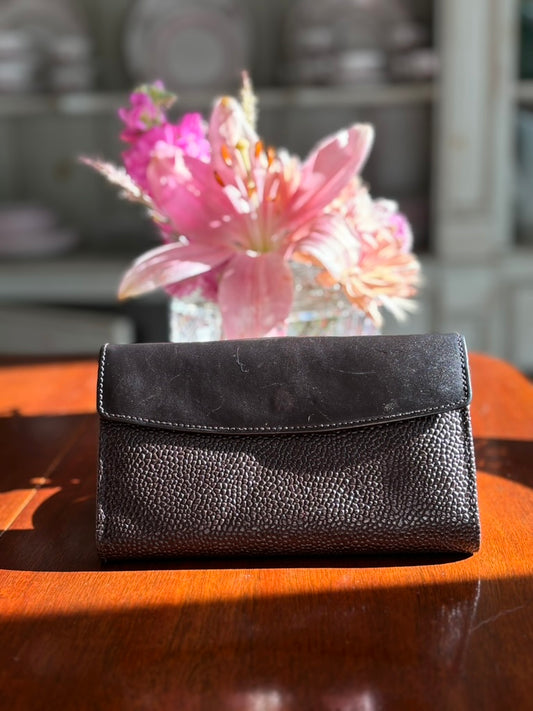 Mulberry Brown Scotchgrain Leather Continental Wallet – Snap Flap Organizer