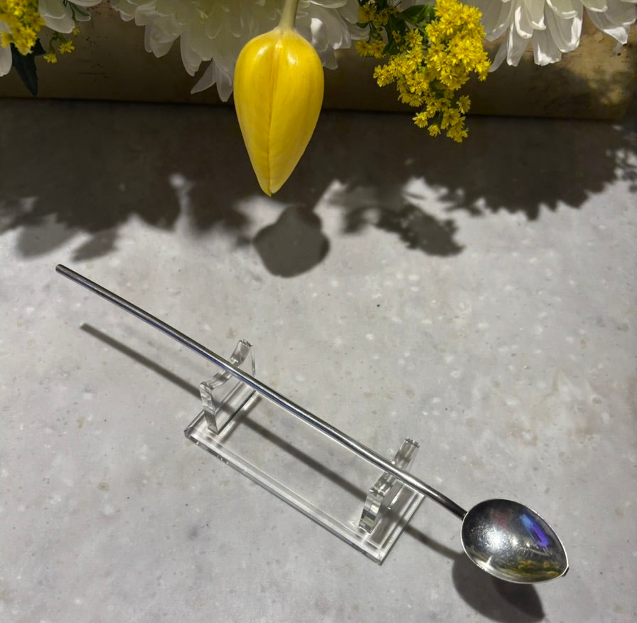 Vintage Italian Sterling Silver Long Handle Straw Spoon | 925 Italy Padova | Barware Iced Tea Spoon