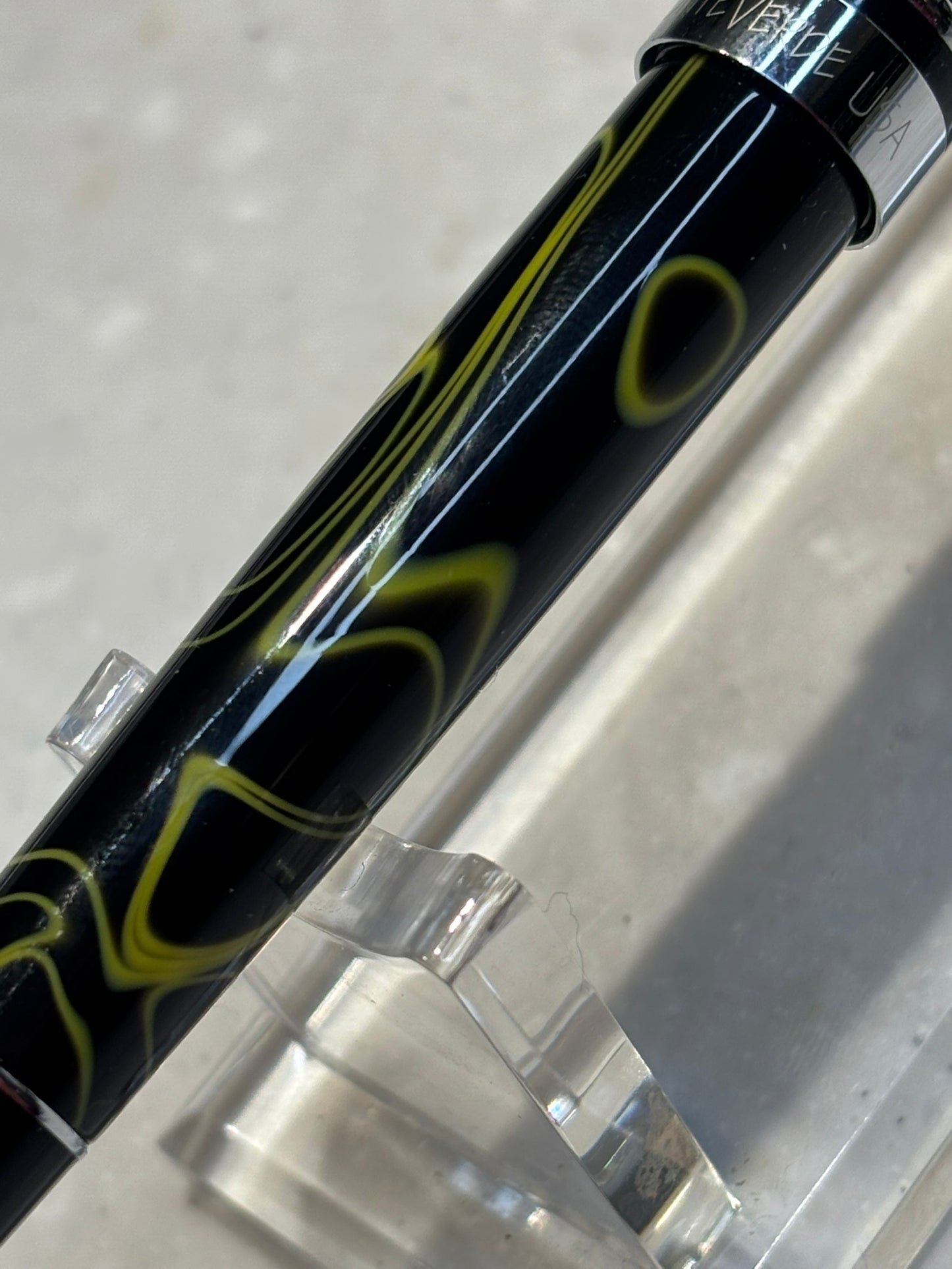 Monteverde Prima Rollerball Pen | Black & Yellow Swirl Acrylic Resin | New Old Stock in Box