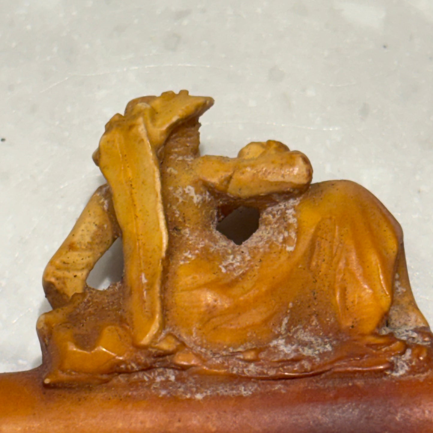 Antique Austrian Figural Meerschaum Pipe with Mythological Satyr & Reclining Woman | Original Amberoid Mouthpiece & Leather Case | c. 1890–1910