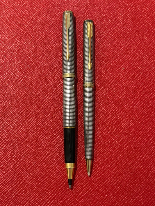 Vintage Parker Premier MK II Ciselé Sterling Silver Pen Set | Ballpoint & Rollerball | France