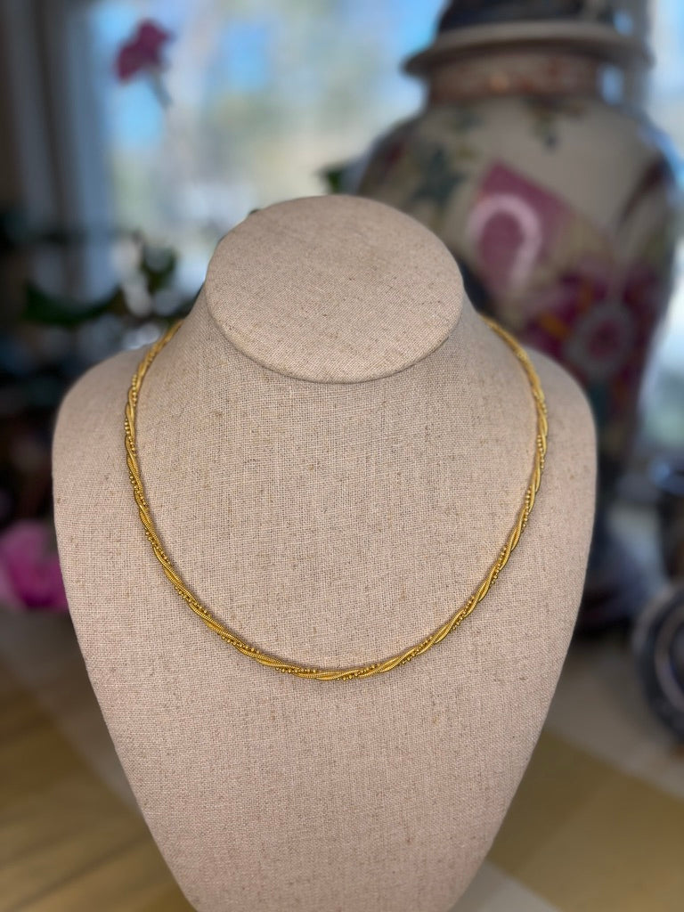 Vintage Napier Gold Tone Twisted Chain Necklace | Signed Designer Classic