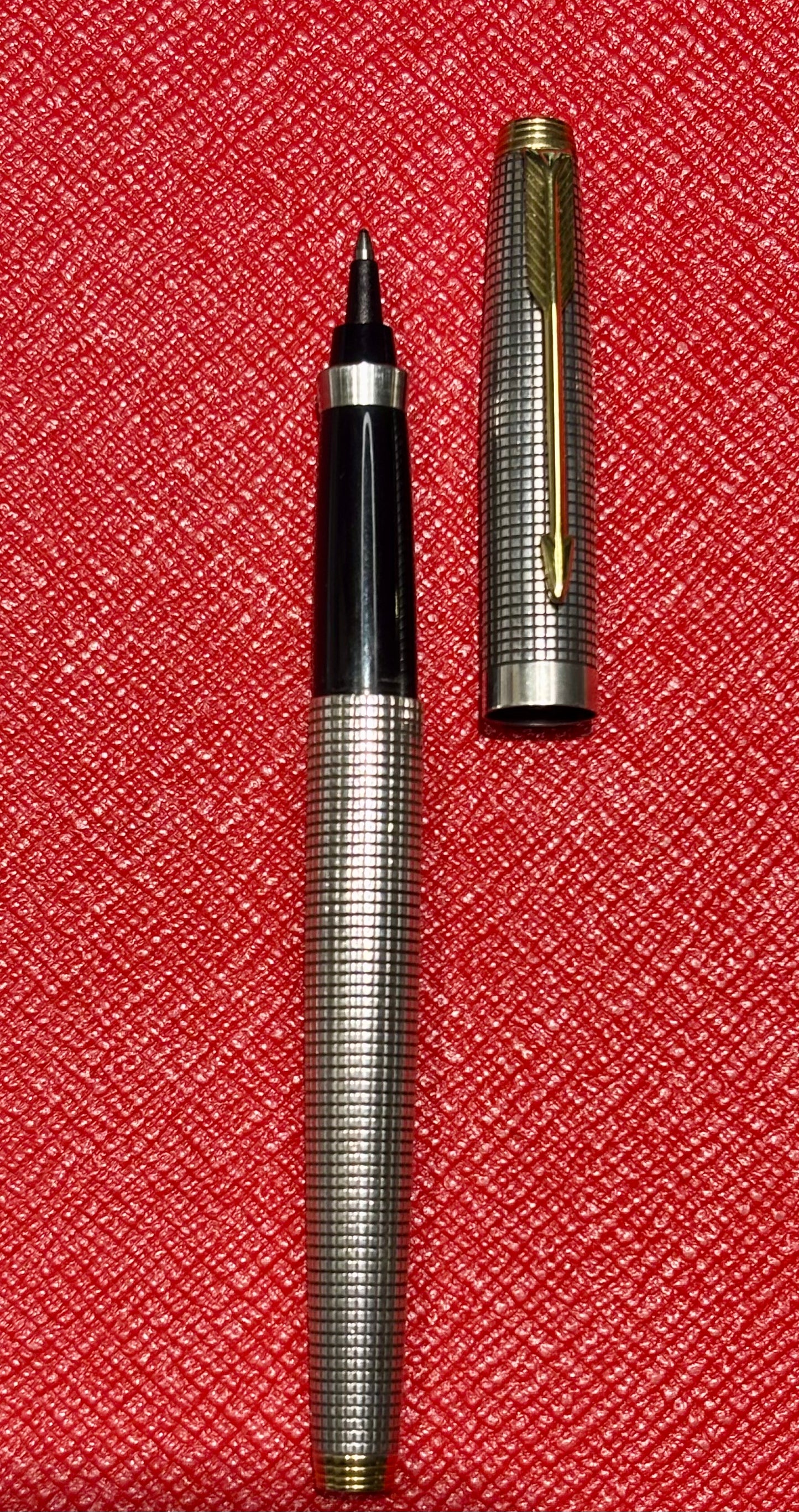 Vintage Parker 75 Ciselé Sterling Silver Rollerball Pen | USA Made | Gold Trim