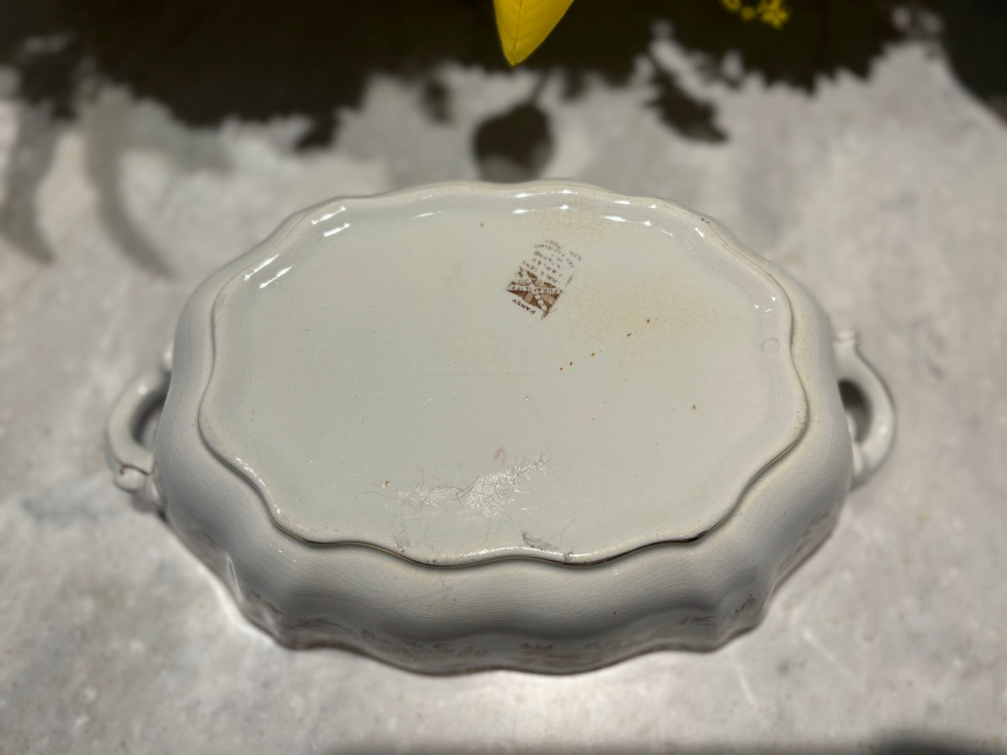 Vintage Johnson Brothers “Pansy” Covered Serving Dish | Brown Transferware Floral | England