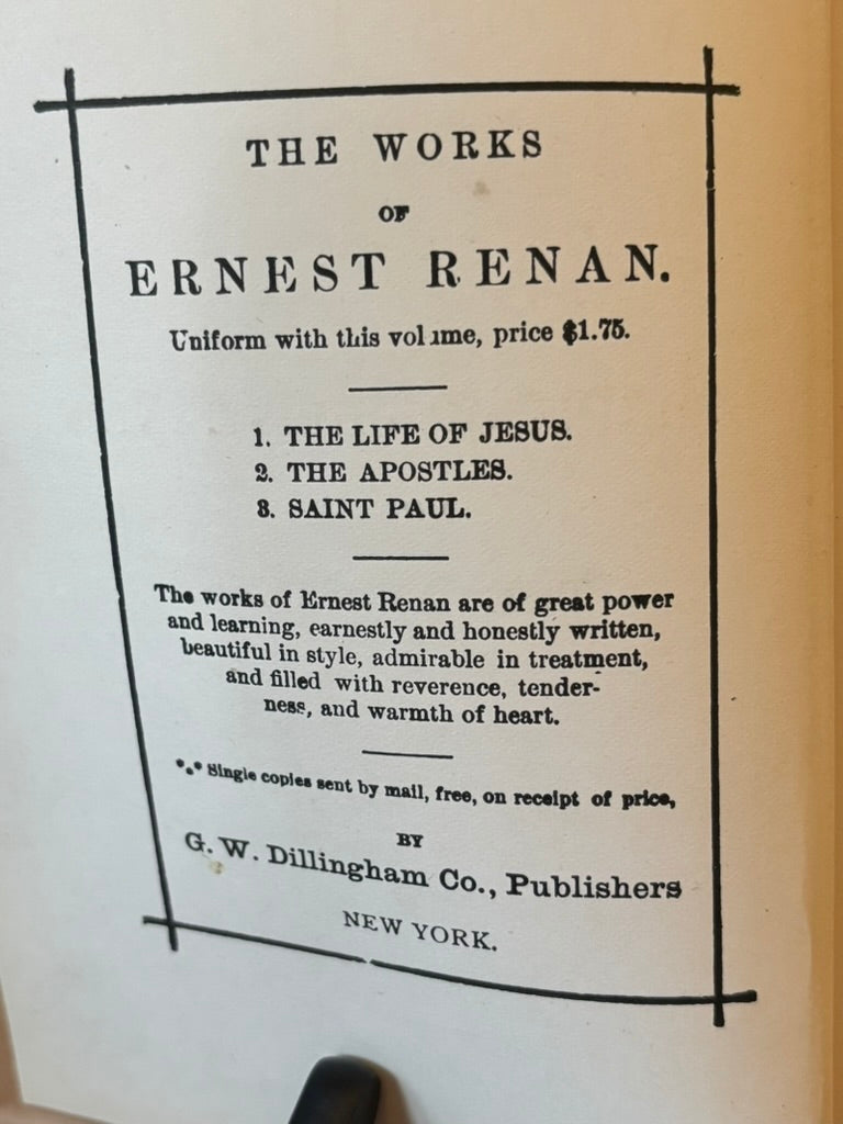 Ernest Renan The Apostles | 1897 Edition | Origins of Christianity Vol. II | Antique Religious History Book