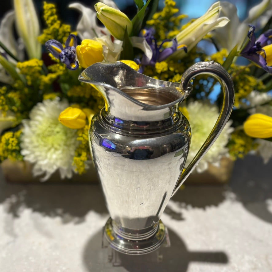 Vintage Wilcox Silverplate Pitcher | Elegant Scroll Handle Hotel Silver | Early 1900s