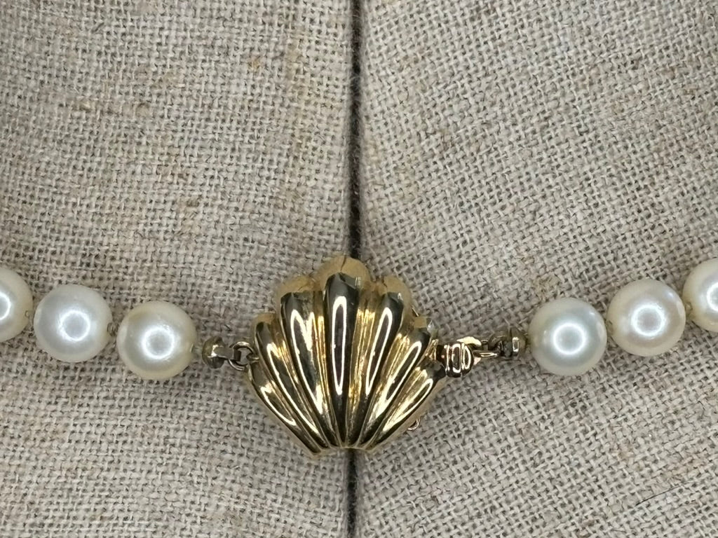 Vintage Honora Akoya Cultured Pearl Necklace 18" 5mm 14K Gold Clasp