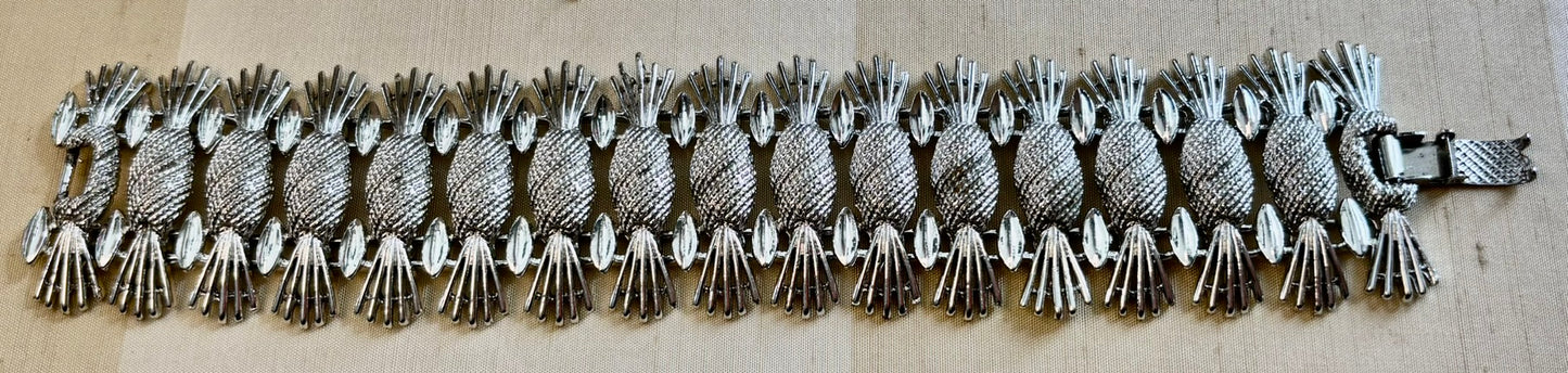 Vintage Sarah Coventry Silver Tone Statement Bracelet Textured Link Fringe Design | Late 1980s–1990s