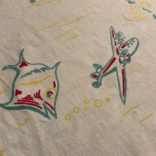 Vintage Hawaii “Paradise of the Pacific” Tablecloth | Mid-Century Island Map Print Linen
