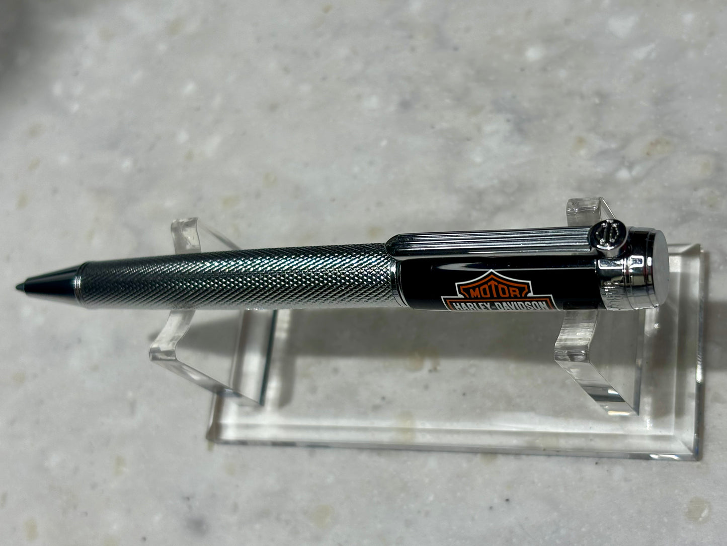 Retro 51 Harley-Davidson Twist Ballpoint Pen | Black & Chrome Knurled | New Refill