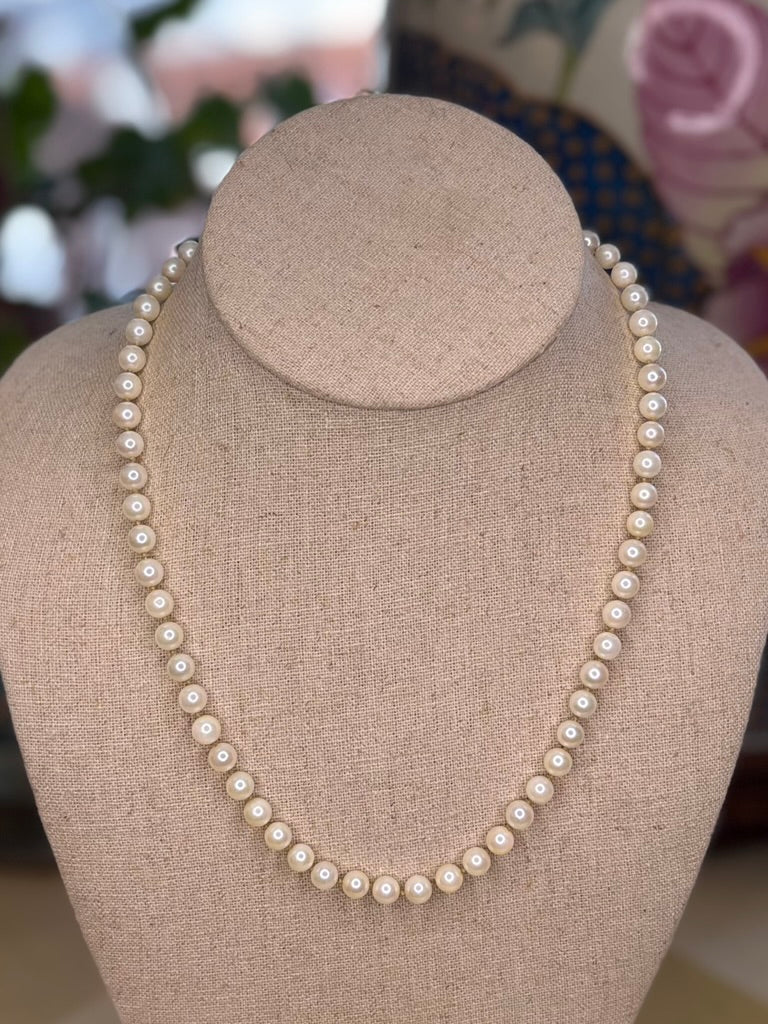 Vintage Honora Akoya Cultured Pearl Necklace 18" 5mm 14K Gold Clasp