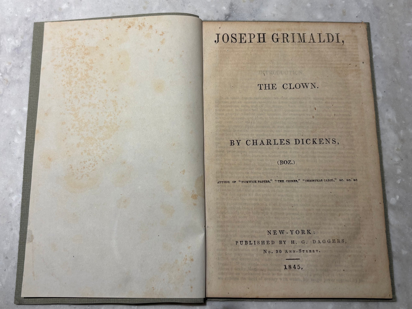 Joseph Grimaldi, The Clown — Charles Dickens (Boz), 1845