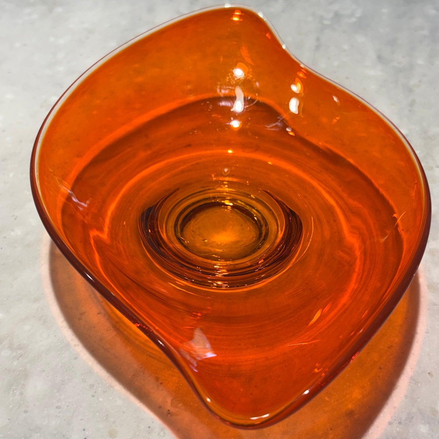 Vintage Viking Epic Persimmon Orange Art Glass Freeform Bowl