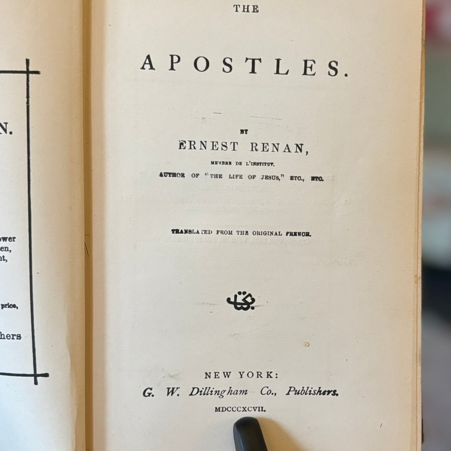 Ernest Renan The Apostles | 1897 Edition | Origins of Christianity Vol. II | Antique Religious History Book