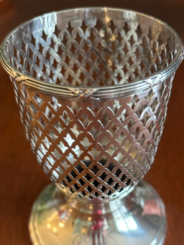 Antique R. Wallace & Sons Sterling Silver Pierced Spill Cup / Table Beaker c. 1865–1885