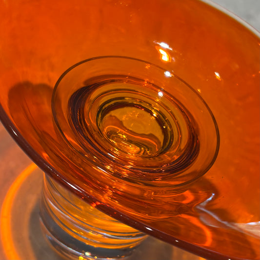 Vintage Viking Epic Persimmon Orange Art Glass Freeform Bowl