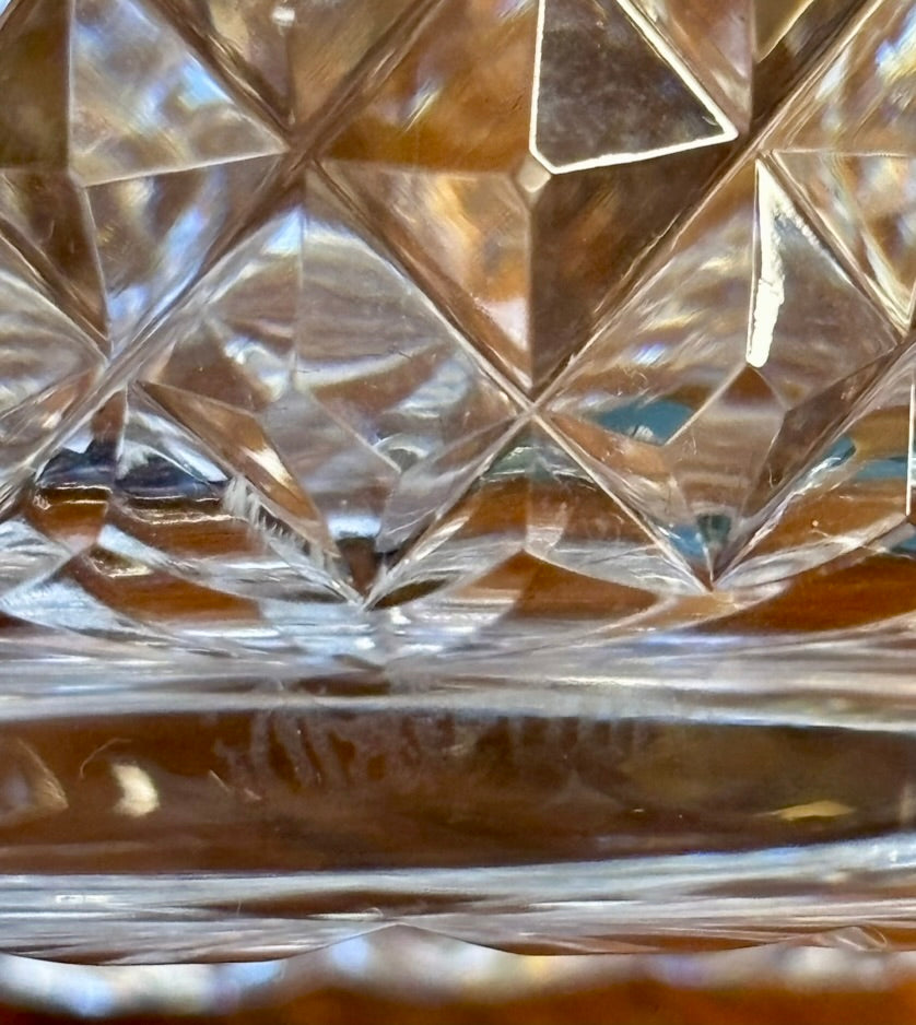 Waterford Signed Cut Crystal Vase / Rose Bowl — Diamond Cut Pattern