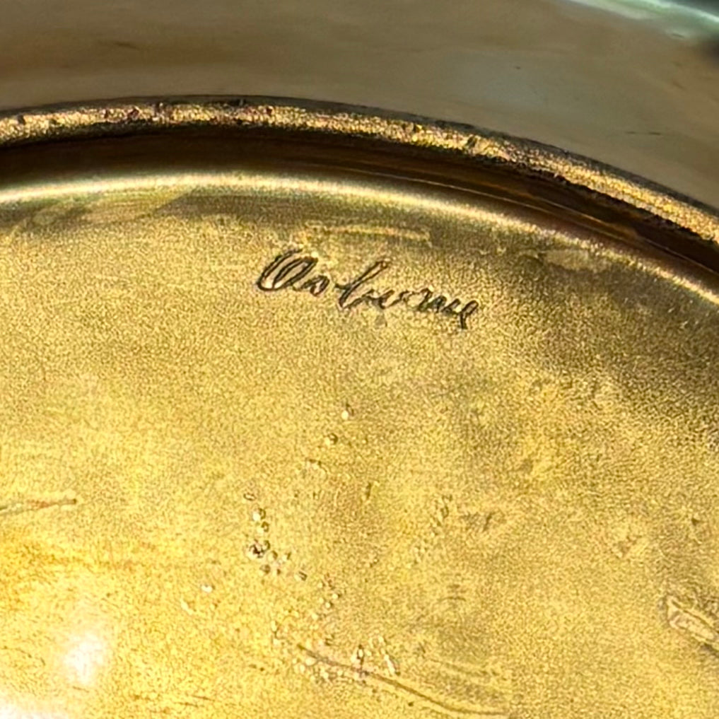 Vintage Osborne Gold Floral Trinket Dish | Mid Century Hollywood Regency Catchall