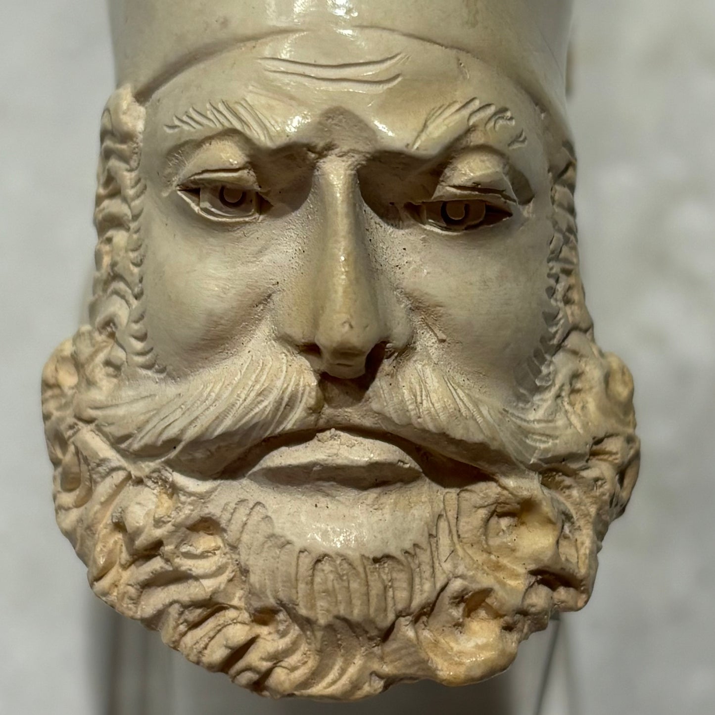 Vintage Turkish Block Meerschaum Figural Pipe Sultan Head 6" Unsmoked Look
