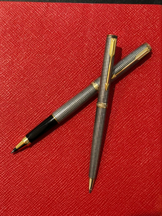 Vintage Parker Premier MK II Ciselé Sterling Silver Pen Set | Ballpoint & Rollerball | France