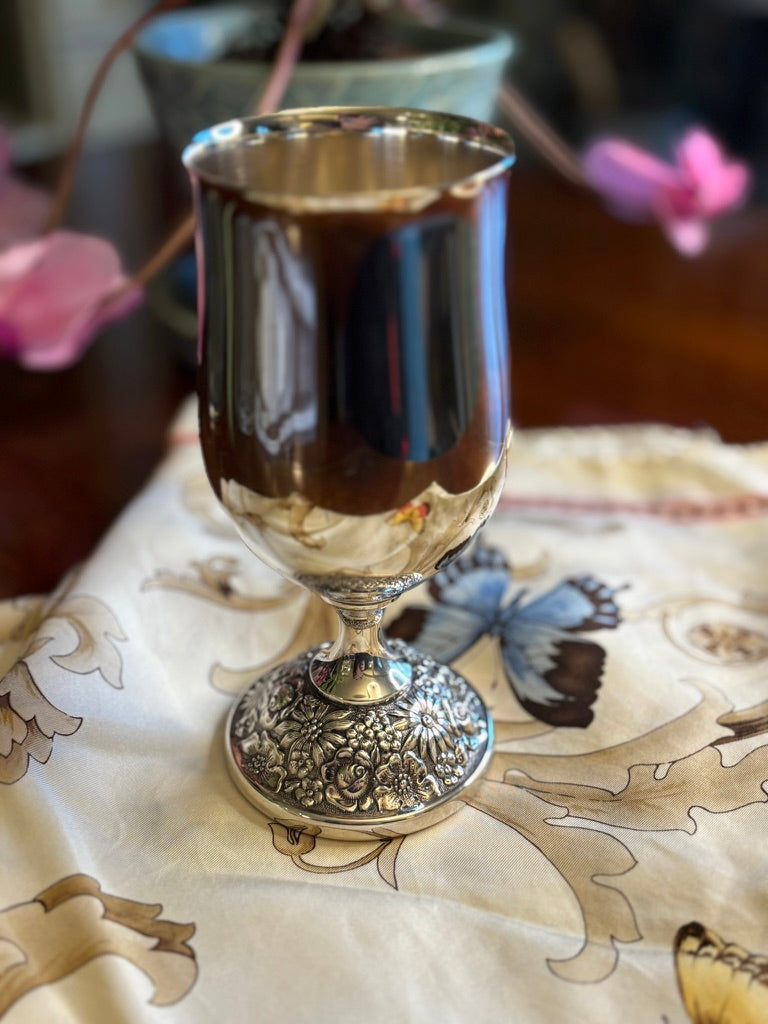 Towle Silverplate Goblet with Bird Motif | Vintage Pedestal Wine Cup