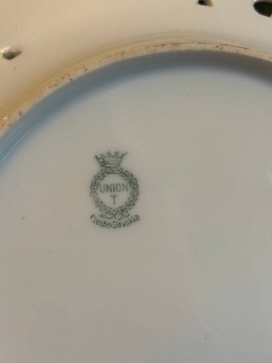 Union T Czechoslovakia Floral Porcelain Plates — Set of 6, 9” diameter