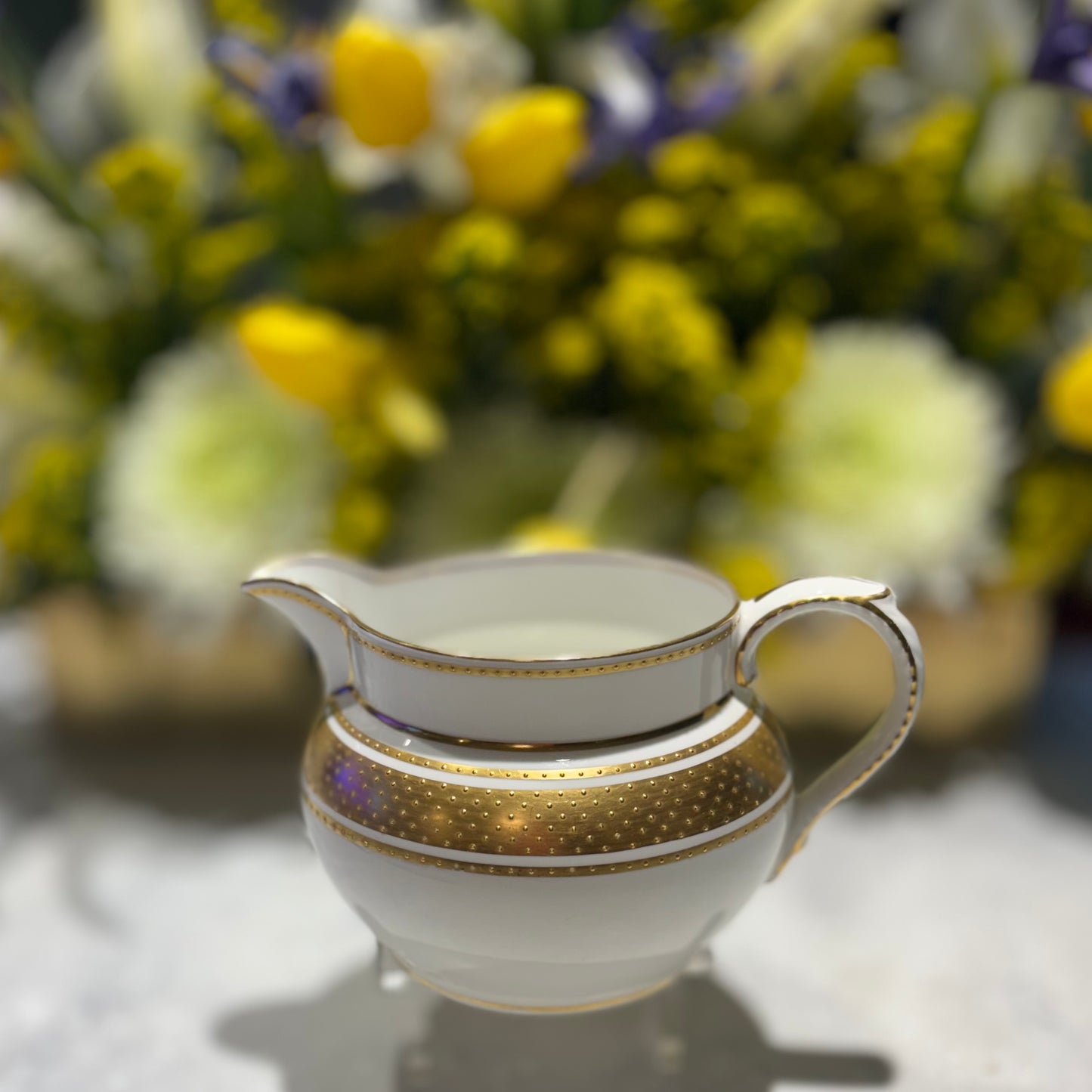 Vintage Coalport Bone China Pitcher with Raised Gilt Detail | England