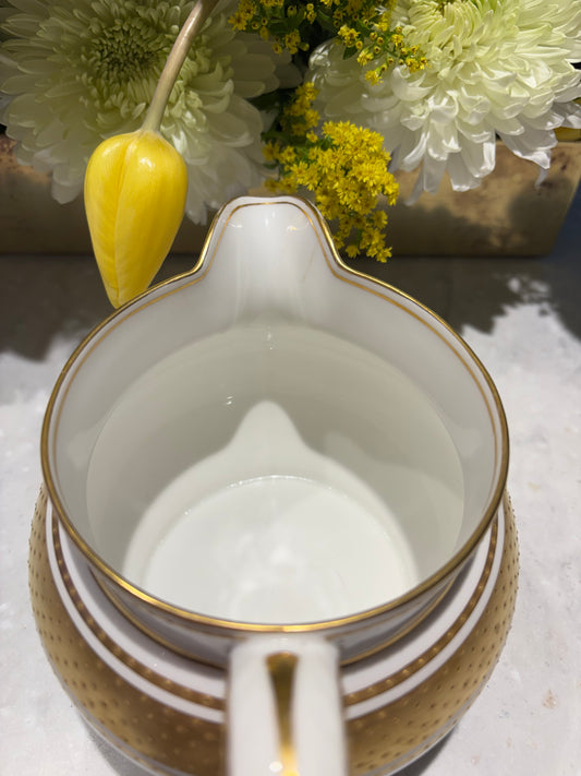 Vintage Coalport Bone China Pitcher with Raised Gilt Detail | England