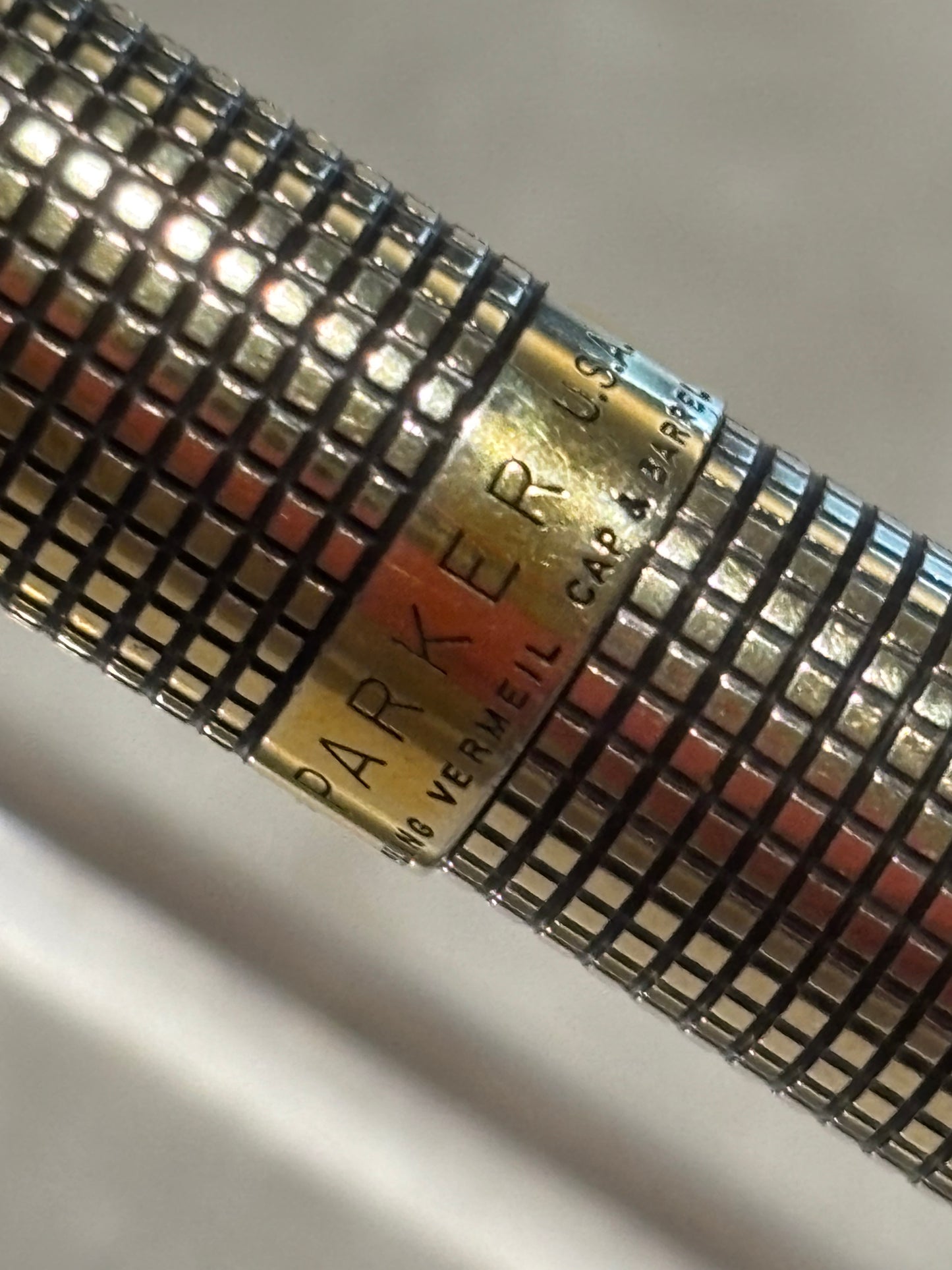 Vintage Parker 75 Ciselé Rollerball - Felt Tip Pen | Sterling Silver Vermeil Grid Pattern | Made in USA