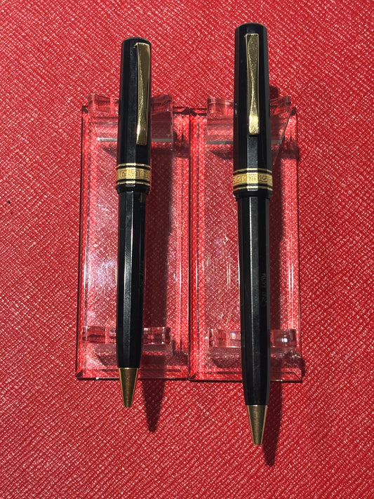 OMAS Extra Black Faceted Ballpoint Pen Set – Pair of Pre-2003 Italian Writing Instruments