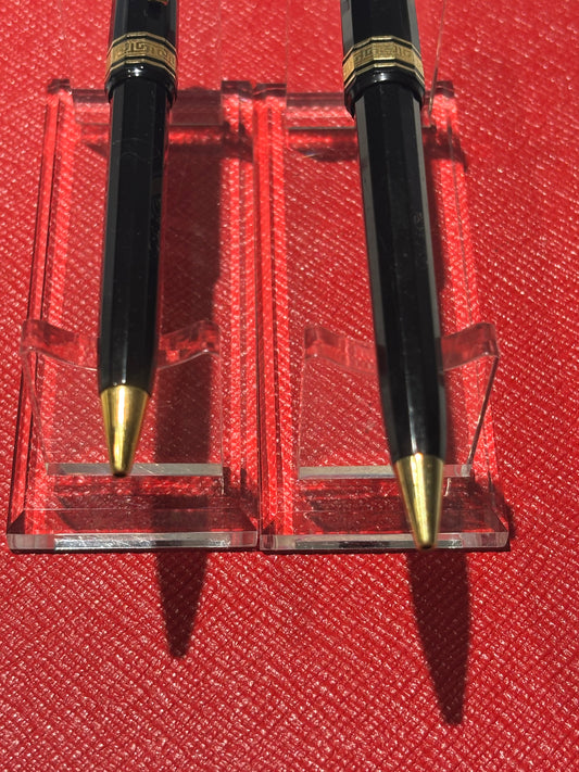 OMAS Extra Black Faceted Ballpoint Pen Set – Pair of Pre-2003 Italian Writing Instruments
