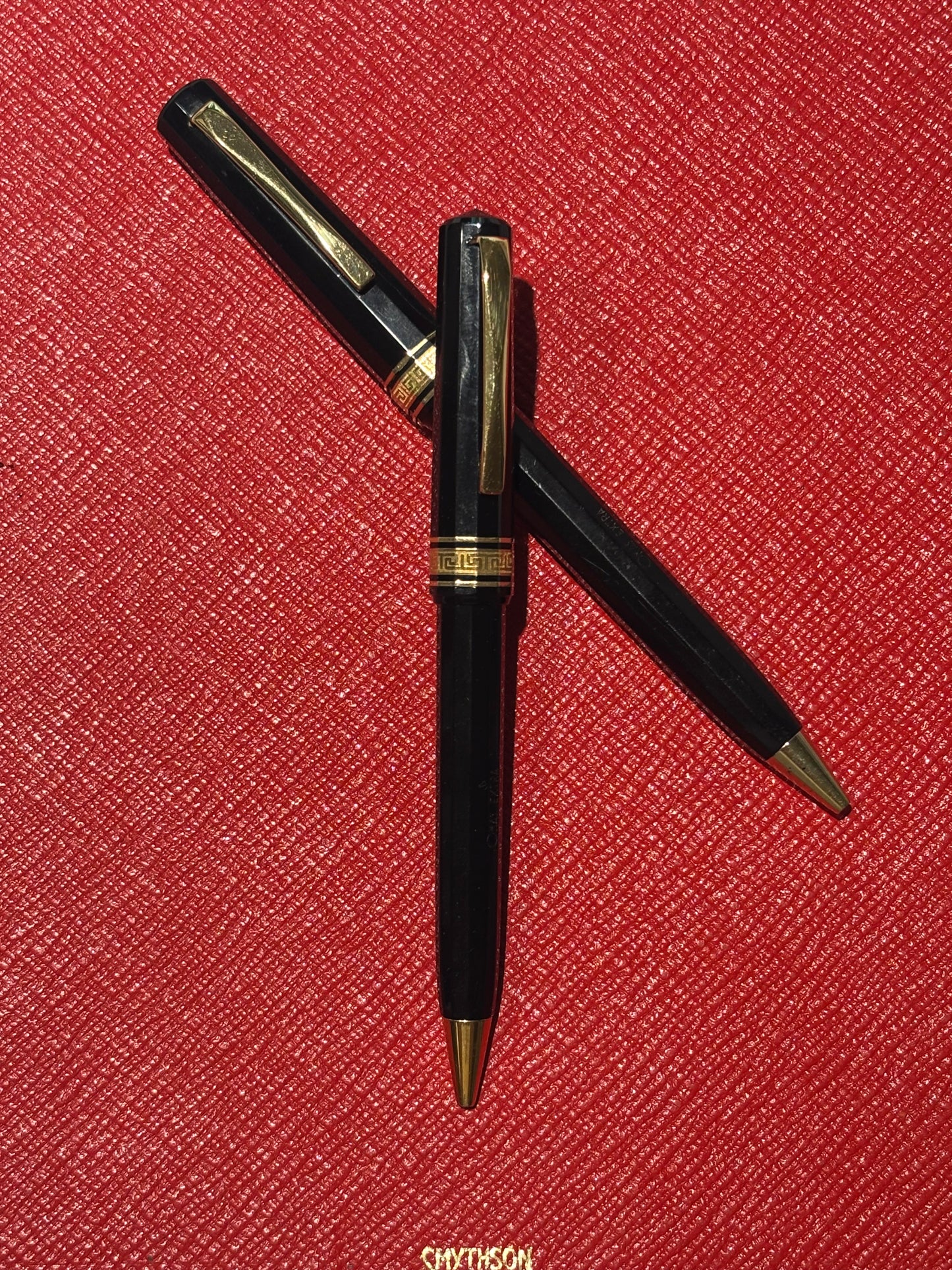 OMAS Extra Black Faceted Ballpoint Pen Set – Pair of Pre-2003 Italian Writing Instruments