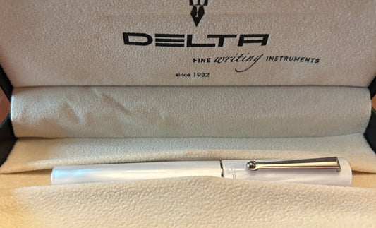 Delta Unica White Pearl Resin Rollerball Pen | New Old Stock with Box & Papers