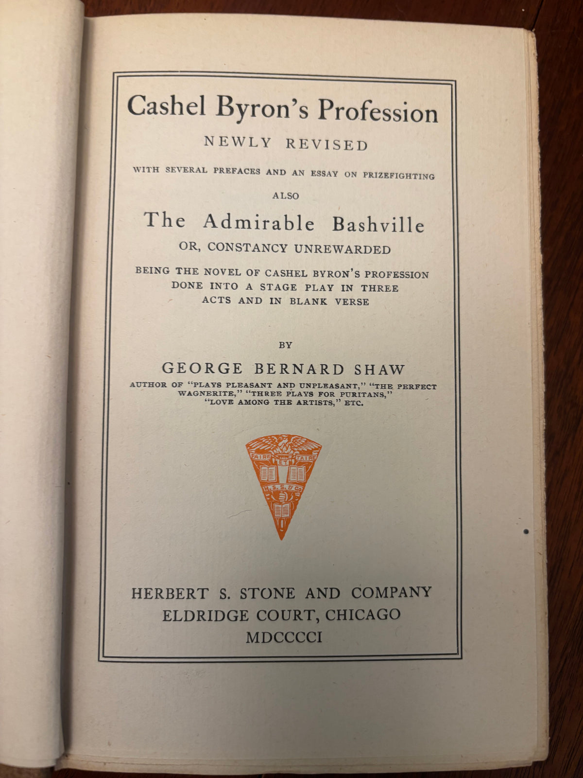 Cashel Byron’s Profession by G. Bernard Shaw | 1901 Authorized Edition