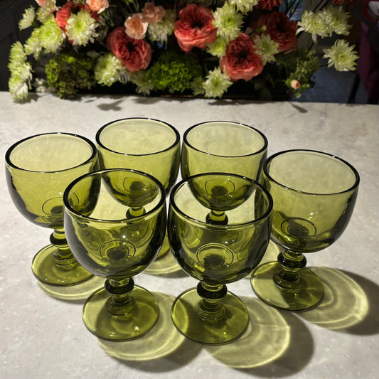 Imperial Glass Hoffman House Green Water Goblets Set of 6 Vintage 5¾″