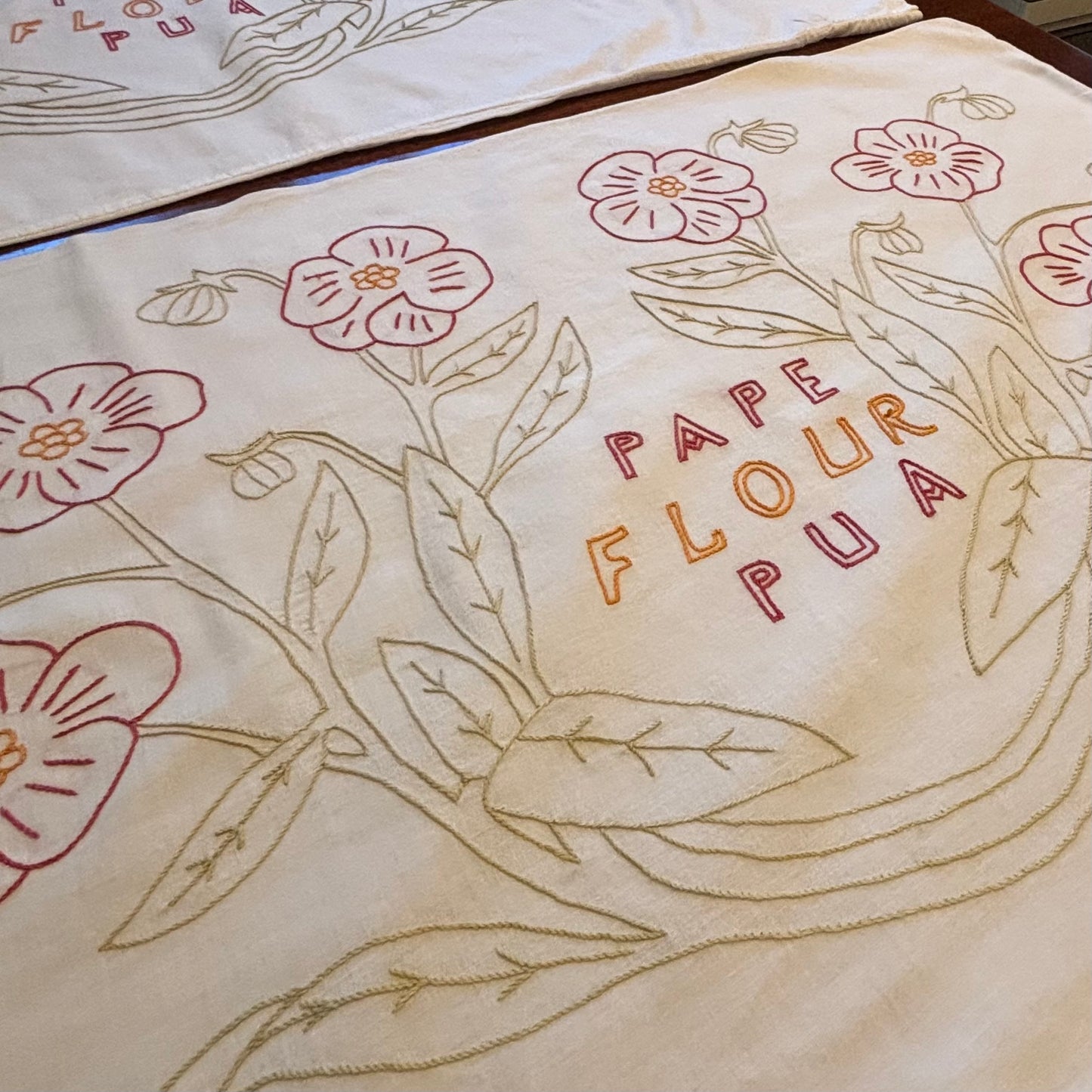 Vintage Hand-Embroidered Hawaiian Pillowcases | Set of 3 | “Aloha” & Floral Motifs | Mid-Century Textile