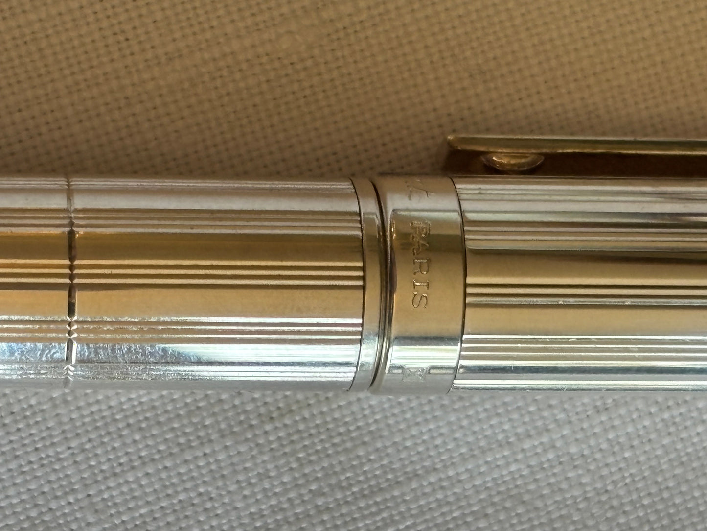 S.T. Dupont Paris 925 Sterling Silver Ballpoint Pen with Box, Papers & Factory Refill