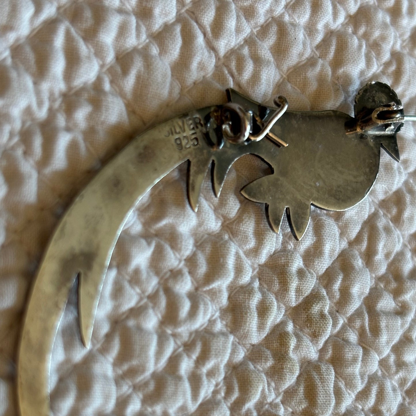 Vintage Sterling Silver Bird Brooch Pendant | Two-Tone Wing | Mid-Century |