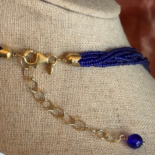 Murano Glass Cobalt Blue Aventurine Pendant Necklace | Italy