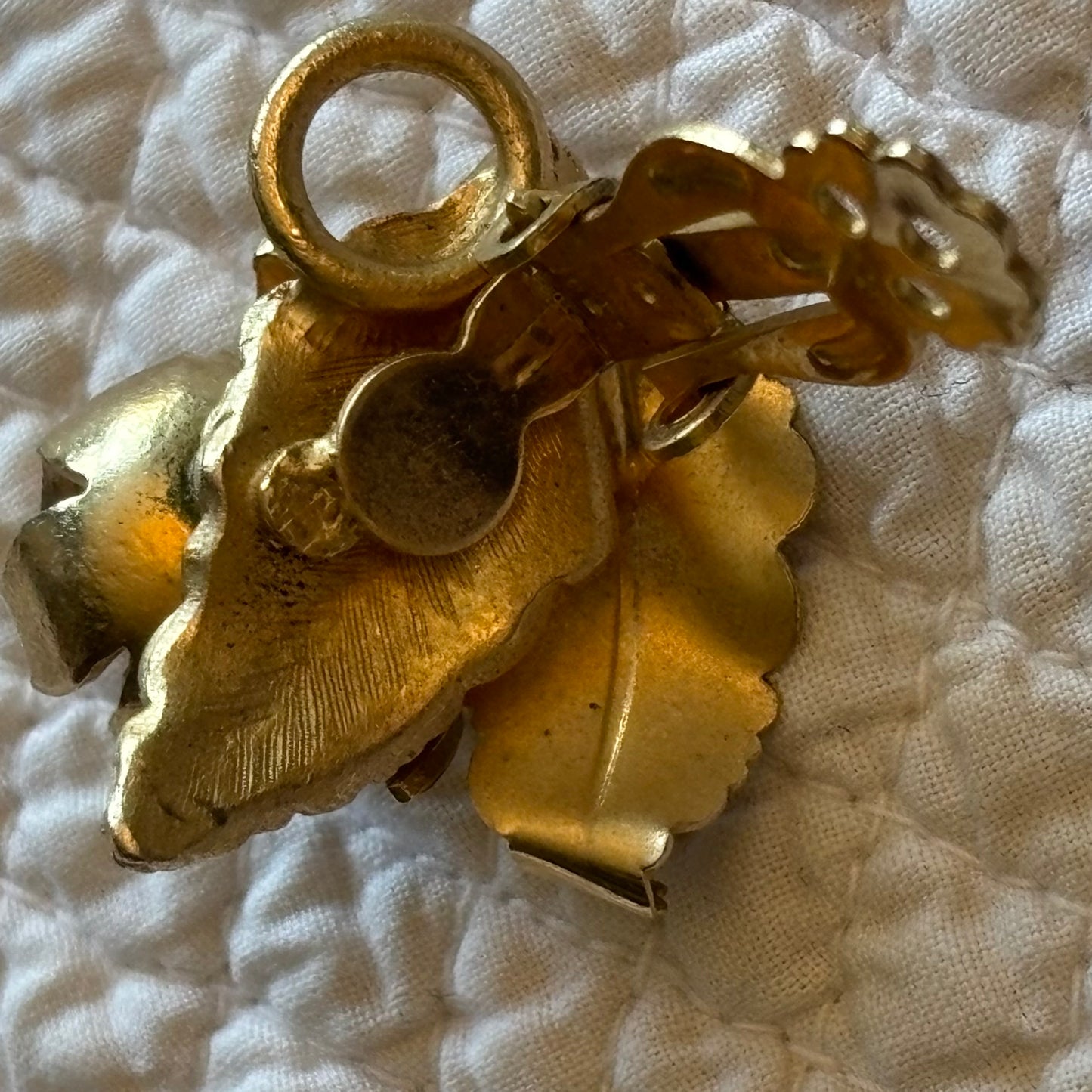 Vintage Mid-Century Gold-Tone Floral Clip Earrings | Sculptural Botanical Design
