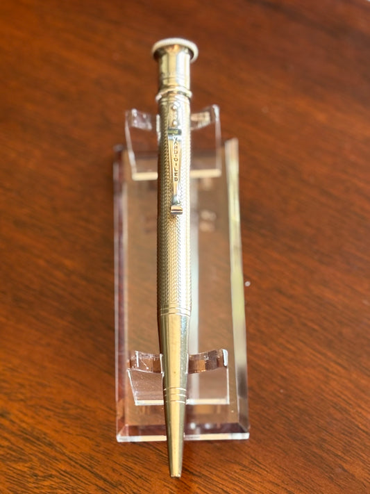Vintage Yard-O-Led Sterling Silver Ballpoint Pen | Birmingham Hallmarked 1978 | Engine-Turned | Monogrammed | Serial No. 6937