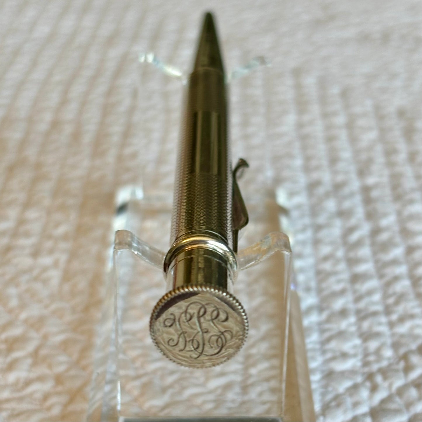 Vintage Yard-O-Led Sterling Silver Ballpoint Pen | Birmingham Hallmarked 1978 | Engine-Turned | Monogrammed | Serial No. 6937