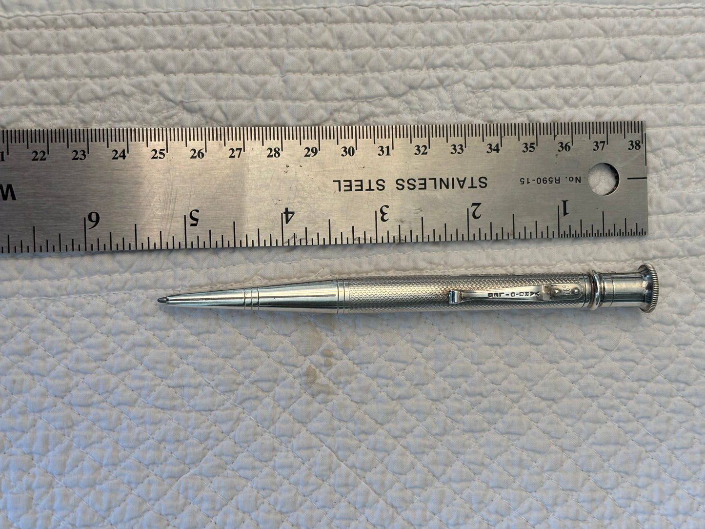 Vintage Yard-O-Led Sterling Silver Ballpoint Pen | Birmingham Hallmarked 1978 | Engine-Turned | Monogrammed | Serial No. 6937