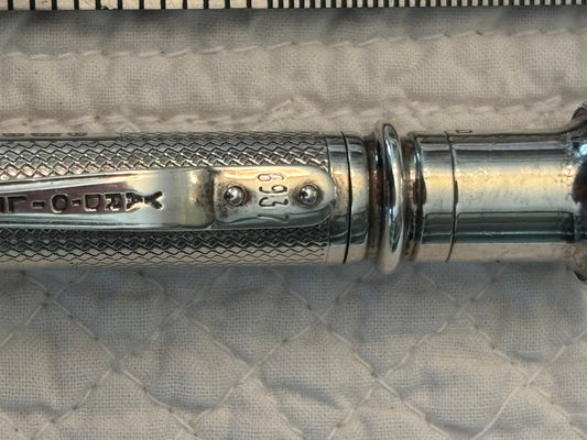 Vintage Yard-O-Led Sterling Silver Ballpoint Pen | Birmingham Hallmarked 1978 | Engine-Turned | Monogrammed | Serial No. 6937