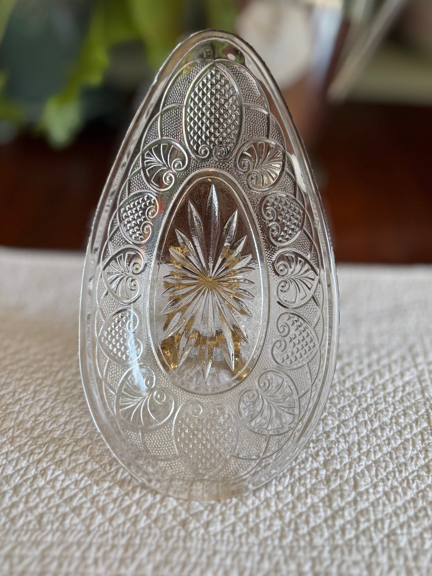 EBB-000184 Antique EAPG Oval Pickle Dish | Bryce, Walker & Co. Style | Starburst & Scroll Pattern | 1870s
