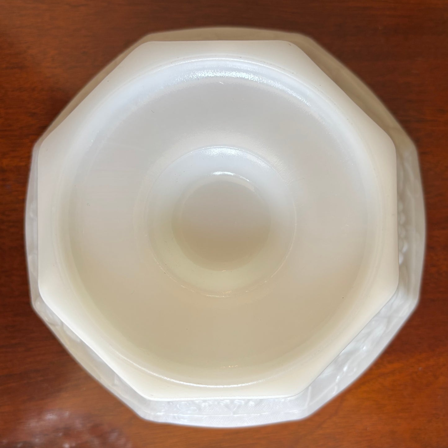 Vintage Milk Glass Grape Pattern Pedestal Compote Bowl