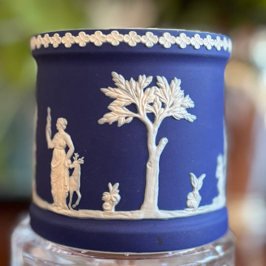 Wedgwood Blue Jasperware Cache Pot | Neoclassical Relief Planter | Made in England
